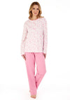 Slenderella Floral Button & Bow Pyjama Set, Pink