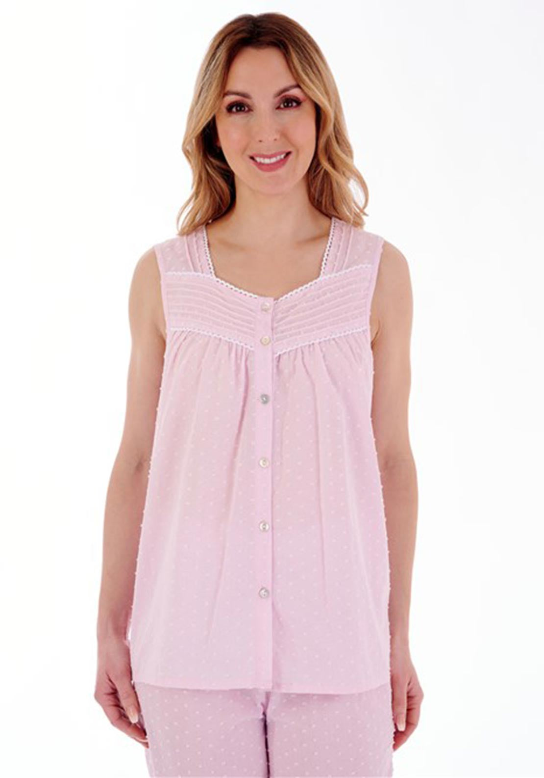 Slenderella Sleeveless Cropped Pyjama Set, Pink