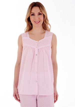 Slenderella Sleeveless Cropped Pyjama Set, Pink