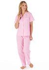 Slenderella Gingham Print Short Sleeve Pyjama Set, Pink