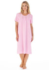 Slenderella Gingham Print Short Sleeve Nightdress, Pink