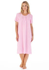Slenderella Gingham Print Short Sleeve Nightdress, Pink