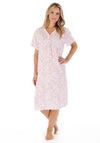 Slenderella Blossom Print Short Sleeve Nightdress, Pink
