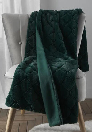 Catherine Lansfield So Soft Cosy Diamond 130x170 Throw, Bottle Green