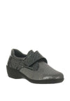 Softmode Eleanor Croc Metallic Velcro Shoes, Grey