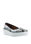 Softmode Michelle Snake Print Wedged Shoes, White