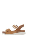 Softmode Gaby Leather Buckle Velcro Sandals, Tan
