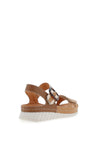 Softmode Gaby Leather Buckle Velcro Sandals, Tan