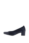Softmode Ella Leopard Print Block Heel Shoes, Navy