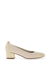 Softmode Hazel Leather Patent Block Heel Shoes, Beige