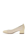Softmode Hazel Leather Patent Block Heel Shoes, Beige