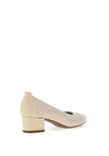 Softmode Hazel Leather Patent Block Heel Shoes, Beige