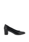 Softmode Kaylee Patent Croc Block Heel Shoes, Black