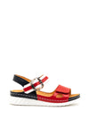 Softmode Gaby Leather Buckle Velcro Sandals, Red