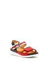 Softmode Gaby Leather Buckle Velcro Sandals, Red
