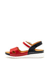 Softmode Gaby Leather Buckle Velcro Sandals, Red
