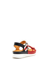 Softmode Gaby Leather Buckle Velcro Sandals, Red