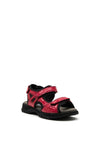 Softmode Camino Leather Patent Velcro Strap Sandals, Red