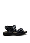 Softmode Camino Leather Patent Velcro Strap Sandals, Navy