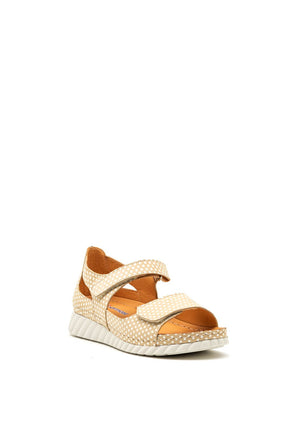 Softmode Greta Polka Dot Velcro Sandals, Beige