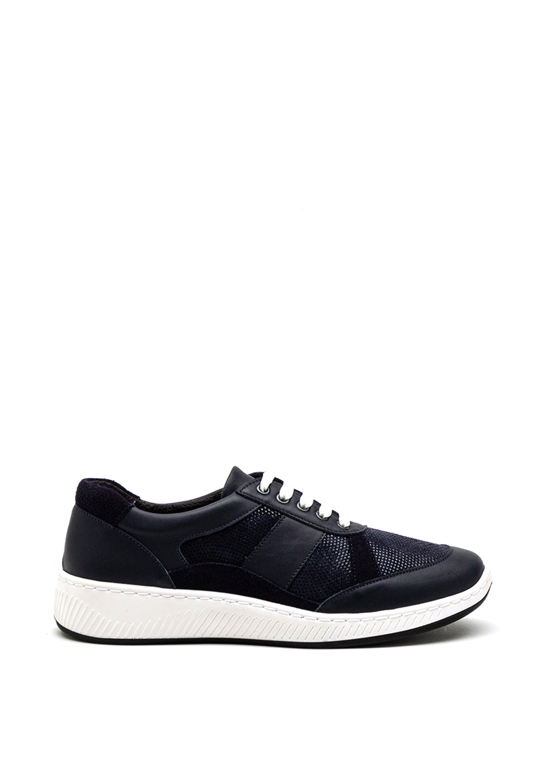 Softmode Rachel Embossed Leather Mix Trainer, Navy