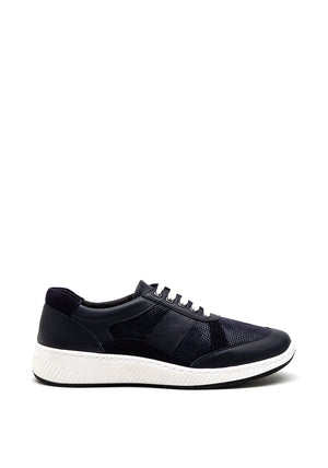 Softmode Rachel Embossed Leather Mix Trainer, Navy