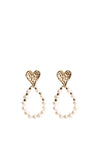 Seventy1 Heart Drop Pearl Earrings, Gold