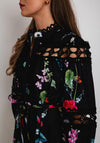 The Serafina Collection Floral Print with Broidery Maxi Dress, Black Multi
