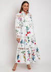 The Serafina Collection Floral Print with Broidery Maxi Dress, White Multi