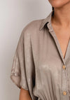 The Sofia Collection Batwing Sleeve Satin Jumpsuit, Sandy Beige