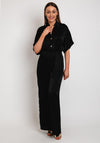 The Sofia Collection Batwing Sleeve Satin Jumpsuit, Black