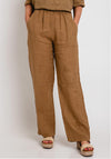 The Serafina Collection One Size Linen Wide Trouser, Taupe