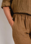 The Serafina Collection One Size Linen Wide Trouser, Taupe