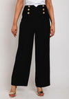 The Sofia Collection Wide Leg Button Trousers, Black
