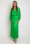 The Sofia Collection Leaf Print Satin Batwing Maxi Dress, Green
