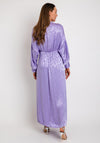 The Sofia Collection Leaf Print Satin Batwing Maxi Dress, Lilac