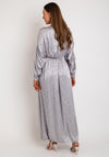 The Sofia Collection Leaf Print Satin Batwing Maxi Dress, Silver