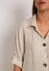 The Serafina Collection One Size Long Button Shirt, Taupe
