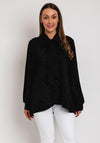The Sofia Collection One Size Ribbed Blouse, Black