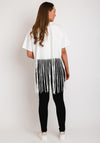 The Sofia Collection One Size Bianco Fringed T-Shirt, White