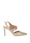 Sorento Castlemarty Sling Back Pointed Toe Heel Shoe, Gold Shine
