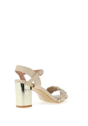 Sorento Moyvalley Metallic Block Heel Sandals, Neutral