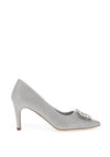 Sorento Glitter Diamante Brooch Court Shoes, Silver