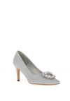 Sorento Glitter Diamante Brooch Court Shoes, Silver