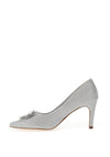 Sorento Glitter Diamante Brooch Court Shoes, Silver
