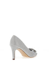 Sorento Glitter Diamante Brooch Court Shoes, Silver
