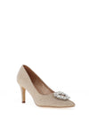Sorento Glitter Diamante Brooch Court Shoes, Gold