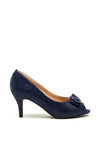 Sorento Marlfield Bow Peep Toe Heeled Shoes, Navy