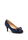 Sorento Marlfield Bow Peep Toe Heeled Shoes, Navy