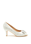 Sorento Marlfield Bow Peep Toe Heeled Shoes, Silver